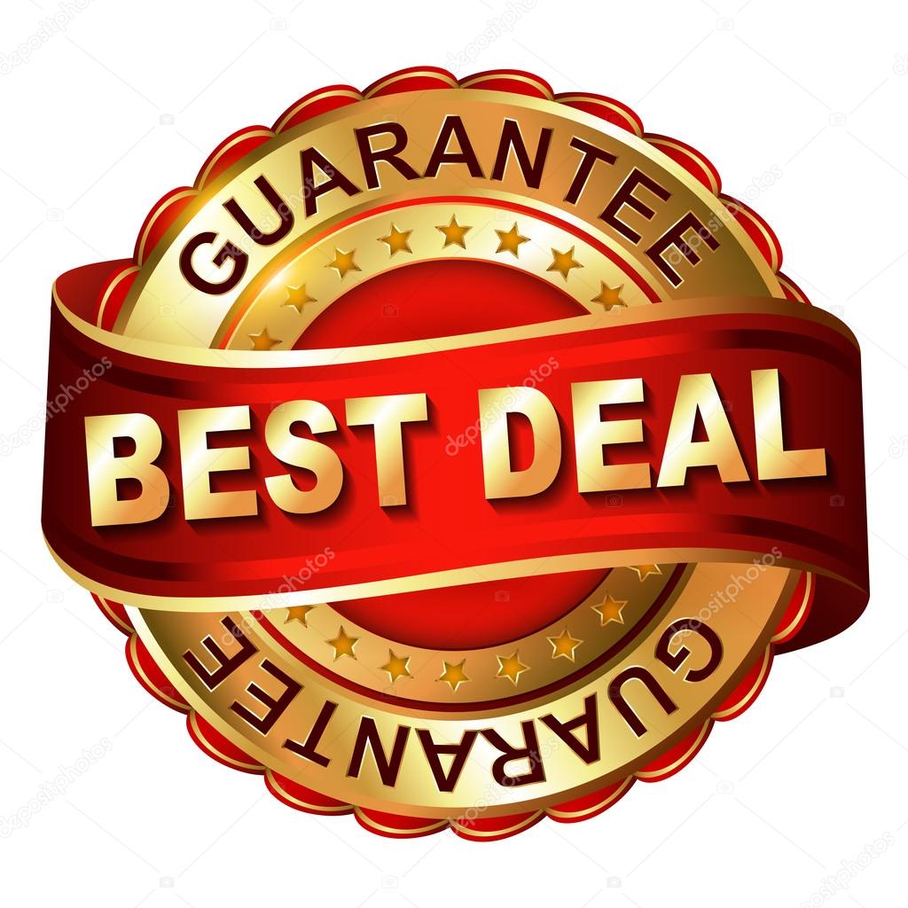 Best deal guarantee golden label with ribbon