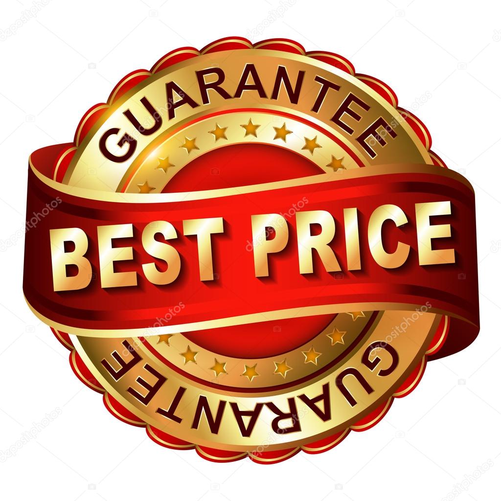 Best price guarantee golden label with ribbon