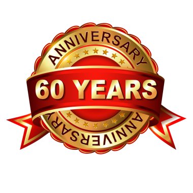 60 yıl yıldönümü şerit etiketle.