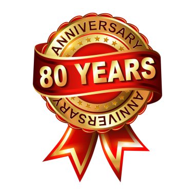 80 yıl yıldönümü şerit etiketle.