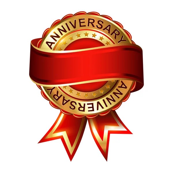 Anniversary empty label with ribbon. — Stock Vector