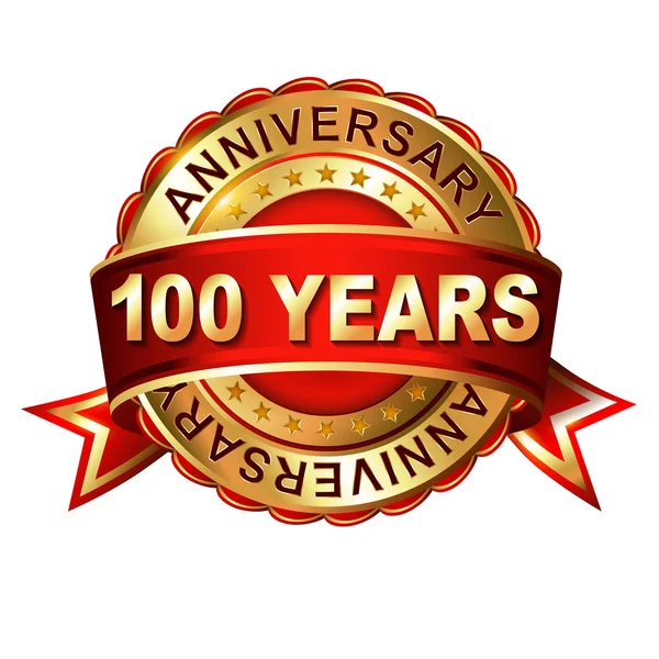 100 years anniversary  label with ribbon. — Stock Vector