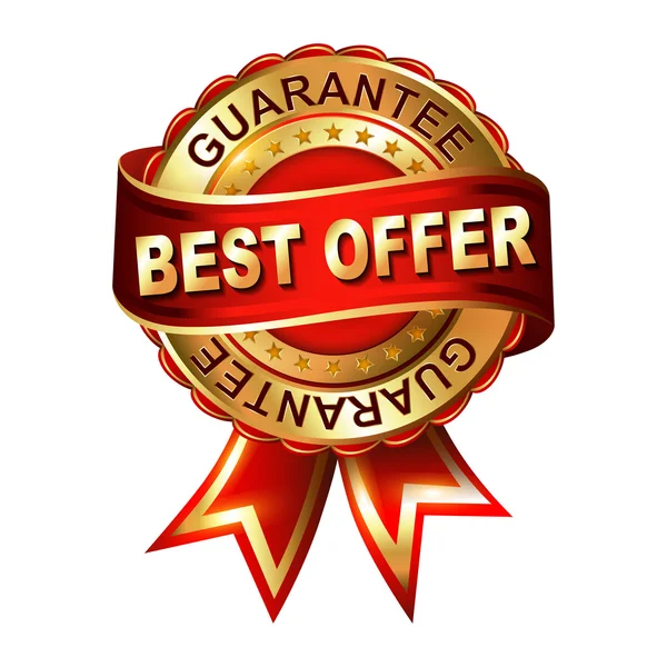 Best offer guarantee label with ribbon. — Stock Vector