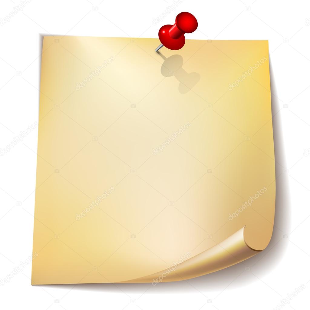 Note paper with red pin