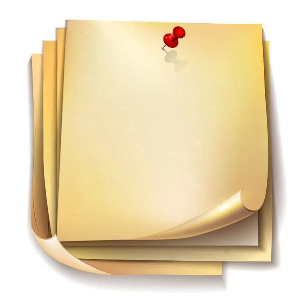 Papiers à lettres avec épingle rouge — Image vectorielle