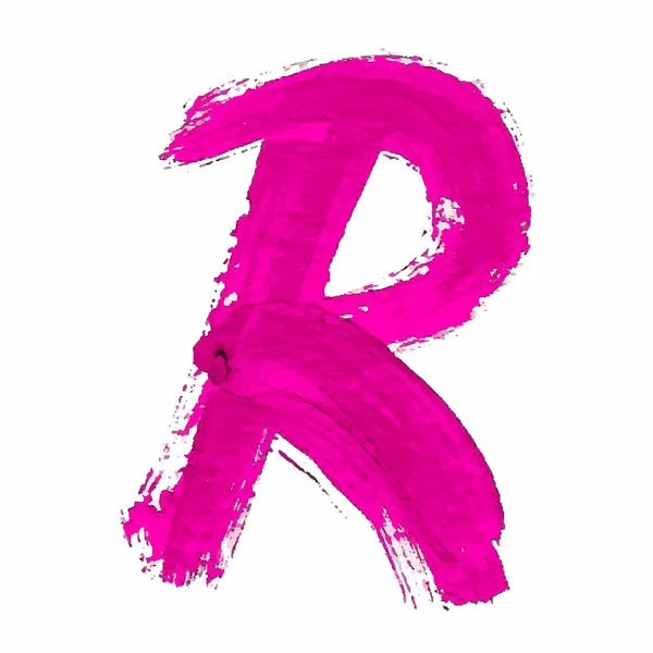 R - Carta manuscrita rosa — Vector de stock