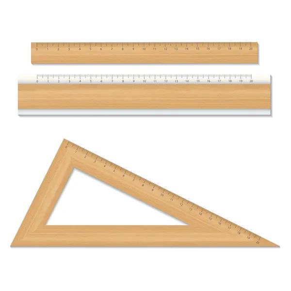 Wood school rulers — Stock Vector