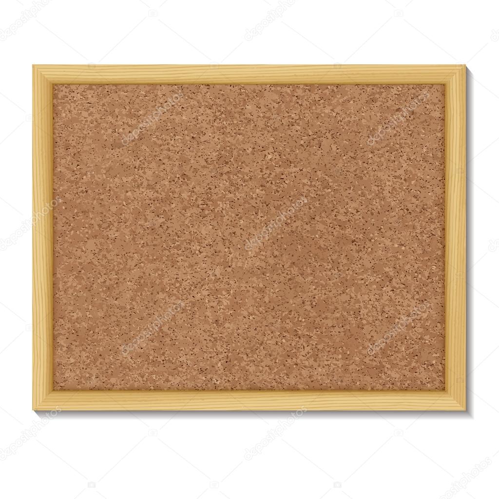 Brown cork board in a frame.