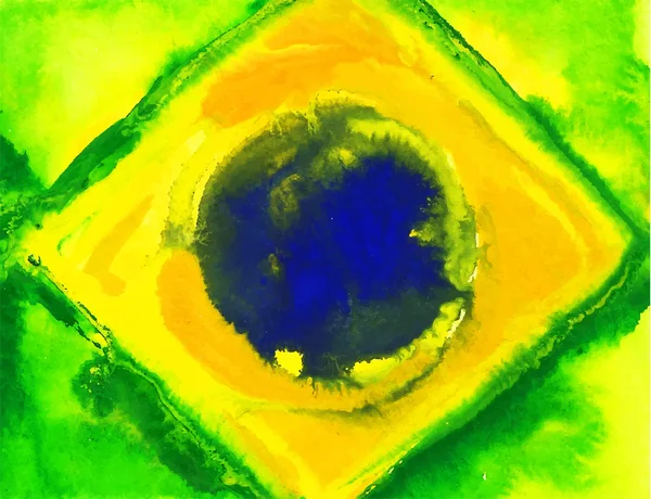 Акварель летом флаг Бразилии — стоковый вектор