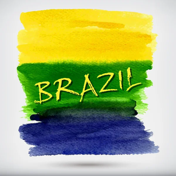 水彩ブラジルの国旗 — ストックベクタ