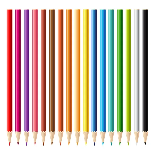 Set crayons pointus en bois — Image vectorielle