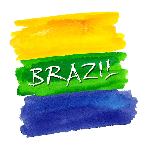 Aquarel Brazilië vlag — Stockvector