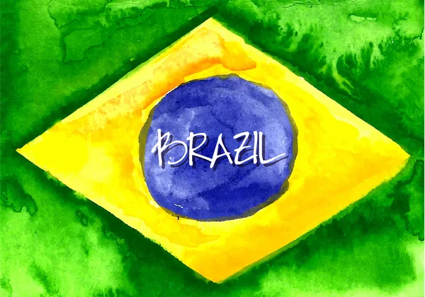 Akvarel Brazílie vlajka — Stockový vektor