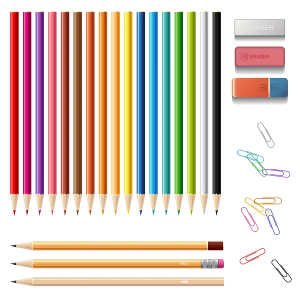 Crayons pointus colorés ensemble — Image vectorielle