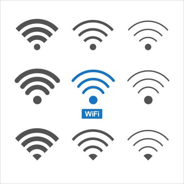 Wireless wifi icons set clipart