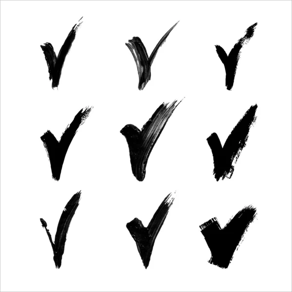 Black acrylic validation V icons set — Stock Vector