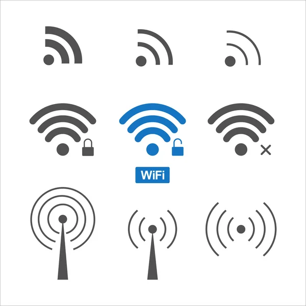 Draadloze wifi pictogrammen set — Stockvector
