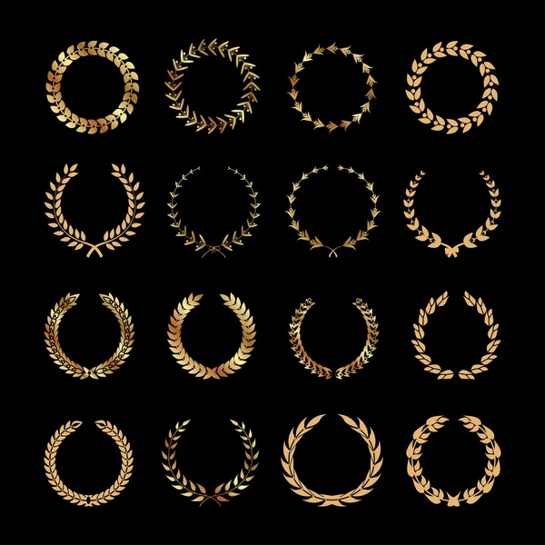 Foliato de laurel y coronas de trigo — Archivo Imágenes Vectoriales