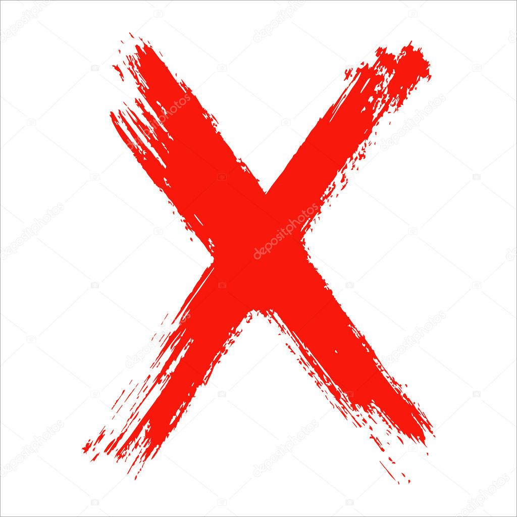 X - Red handwritten letter on white background