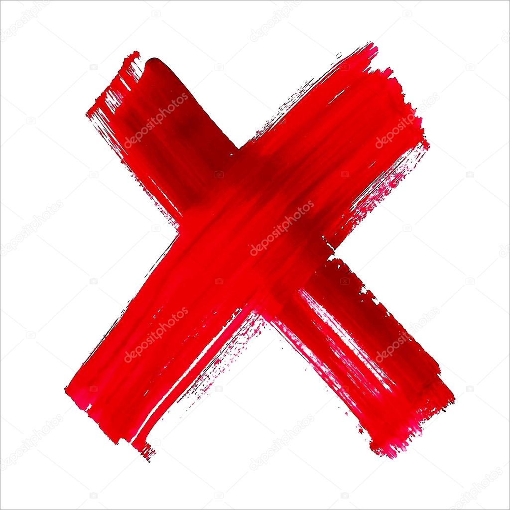 X - Red handwritten letter on white background