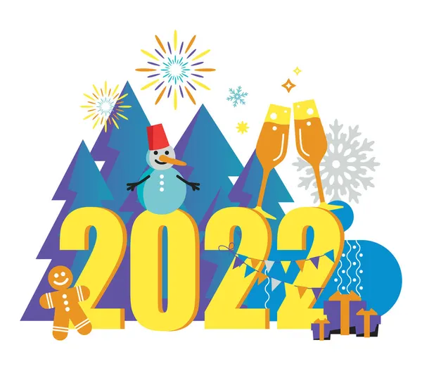 2022 Feliz Año Nuevo Tarjeta Moda Minimalista Fondo — Vector de stock