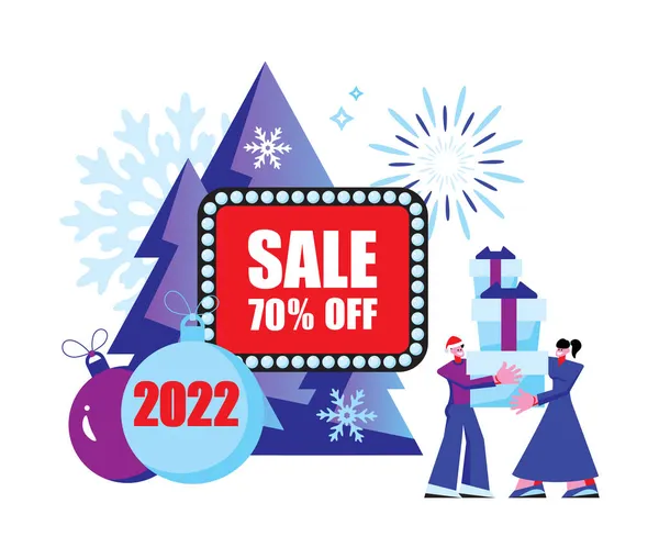 2022 Happy New Year Sale Und Frohe Weihnachten Karte — Stockvektor