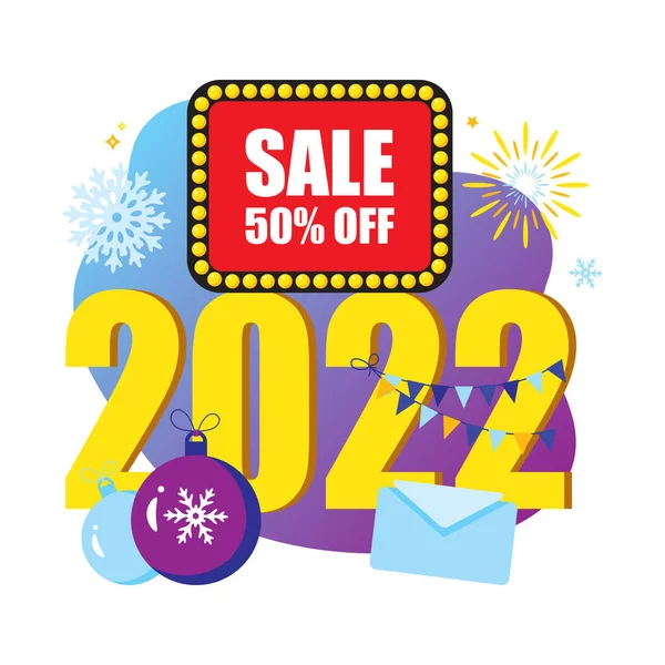 2022 Happy New Year Sale Und Frohe Weihnachten Karte — Stockvektor