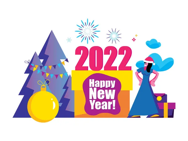 2022 Feliz Año Nuevo Tarjeta Moda Minimalista Fondo — Vector de stock