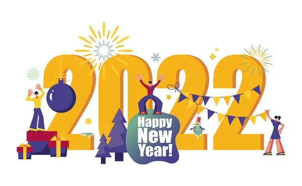 2022 Happy New Year Trendy Minimalistic Card Background Stock Ilustrace