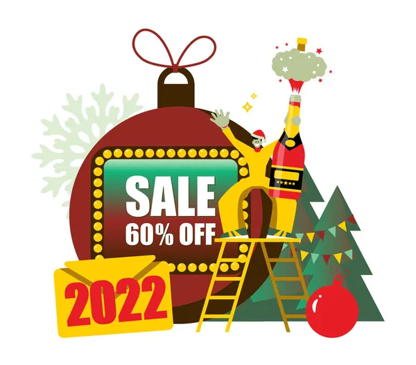 2022 Щасливий Новий Рік Продаж Різдвяна Листівка Векторна Графіка