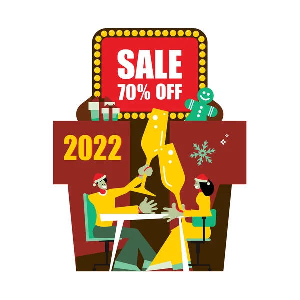 2022 Happy New Year Sale Und Frohe Weihnachten Karte — Stockvektor