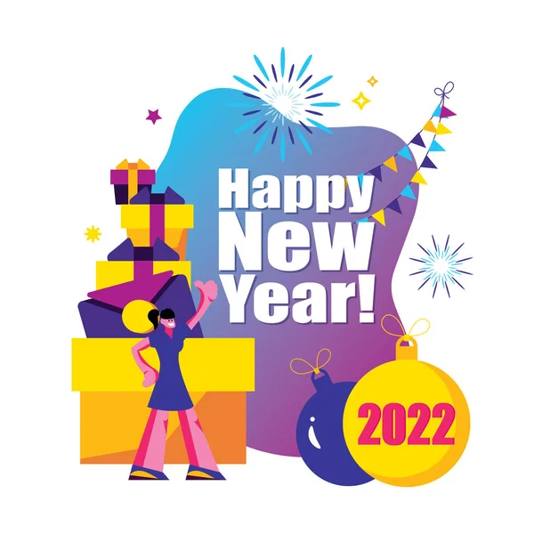 2022 Frohes Neues Jahr Trendy Und Minimalistisch Karte Oder Hintergrund — Stockvektor