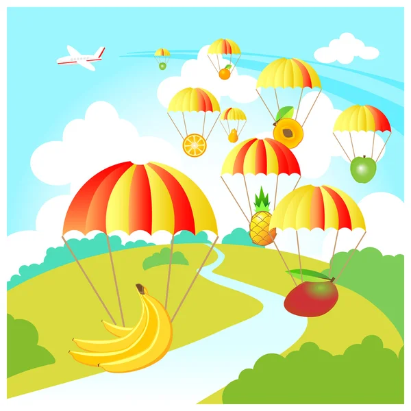 Fruit skydive — Stock Vector