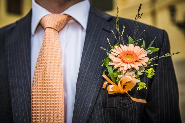 Flower in the lapel — Stock Photo, Image