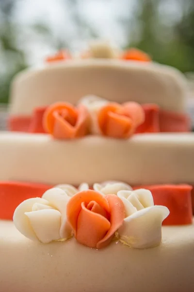 Gâteau de mariage tranché — Photo