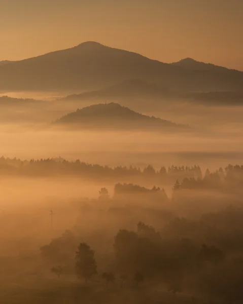 Landschap met mist — Stockfoto