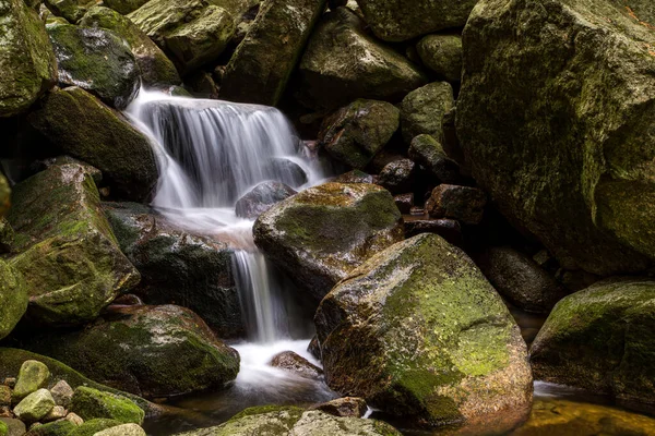 Waterfall Black Stream Hejnice — Zdjęcie stockowe