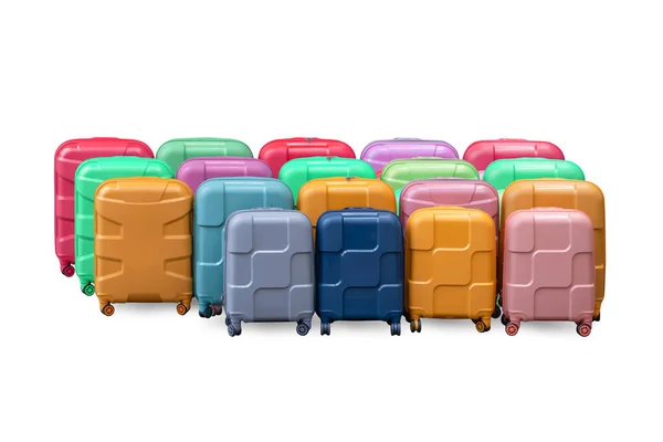 隔離された白い背景に立つスーツケースフロントビュー — ストック写真