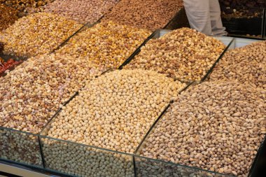 çeşitli fındık arka planı, ön görünüm