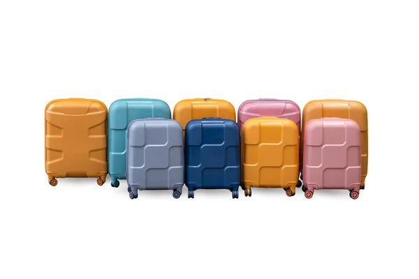 隔離された白い背景に立つスーツケースフロントビュー — ストック写真