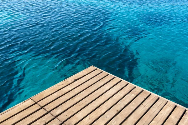 Puste Drewniane Podłogi Nad Morzem — Zdjęcie stockowe