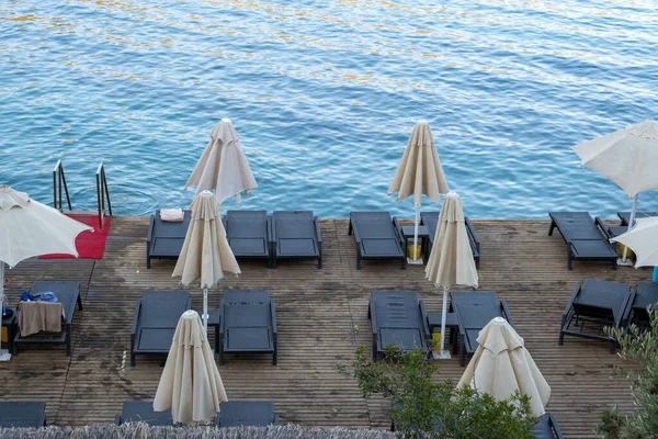 Espreguiçadeiras Vazias Costa Mar Resort Vista Superior — Fotografia de Stock
