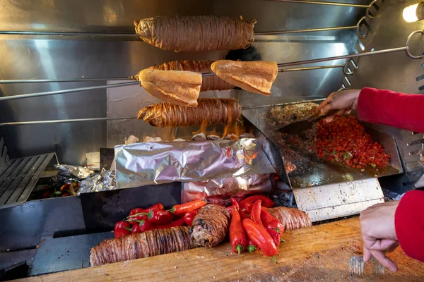 Traditional Turkish Food Kokorec Front View — Stock Photo, Image