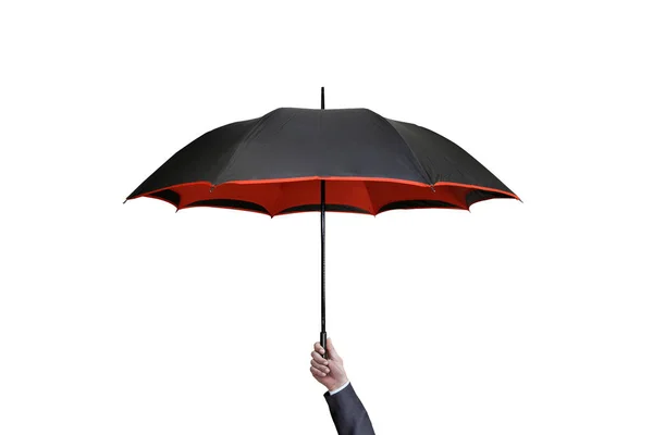 Hand Hält Regenschirm Auf Isoliertem Weißem Hintergrund — Stockfoto
