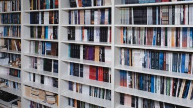 Kitap rafı arkaplanı. Kütüphanenin içindeki eski kitaplara bakınız