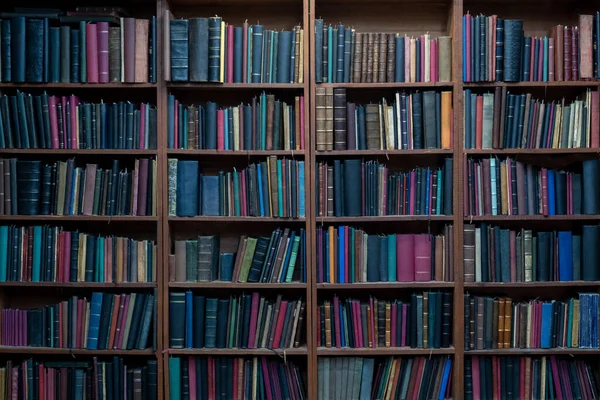 Bokhylla Bakgrund Förhandsgranska Gamla Böcker Inne Biblioteket — Stockfoto