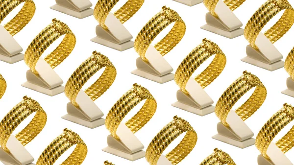 Goldarmbänder Auf Isoliertem Weißem Hintergrund — Stockfoto