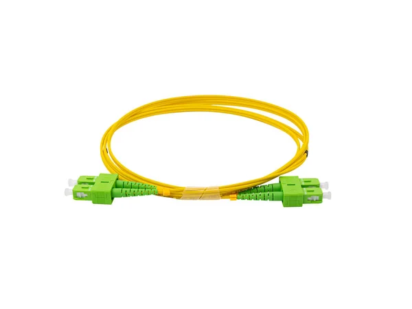 Cable Conexión Fibra Óptica Sobre Fondo Blanco Aislado — Foto de Stock