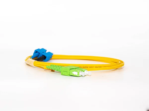 Fiber Optic Patch Cord Isolated White Background — Photo