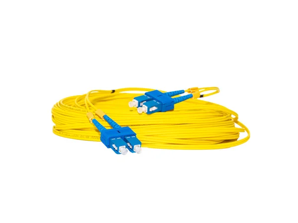 Fiber Optisk Patch Cord Isolerad Vit Bakgrund — Stockfoto